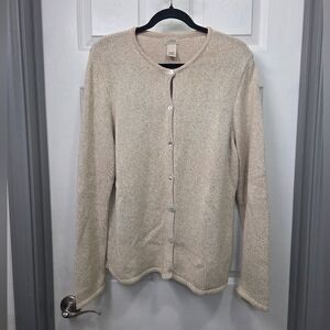 L.L. Bean Cream Knit Button Front 90s Fisherman Gannycore Cabincore Cardigan XL